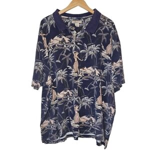 Vintage Island Outfitters Hula Girl Hawaiian Polo Shirt Size 5XL
